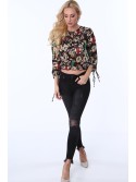 Dünne Bluse mit Blumen, schwarz MP28546 – Online-Shop – Boutique